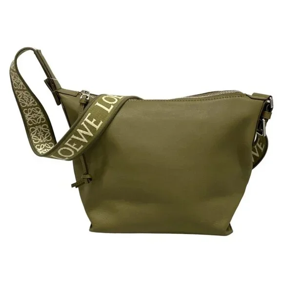 LOEWE Cubby Cross Body Bag Small - Khaki Cream Calf Skin Jacquard Shoulder Bag - Picture 1 of 14